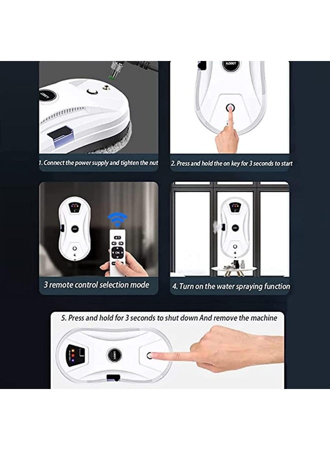 Renewed - Window Cleaning Robot, 5600 Pa Suction Power Adjustment Window Robot, Glass Cleaning Robot, Automatic Window Vacuum, Anti-Drop, for Glass, Tiles, Mirrors, White - Image 5