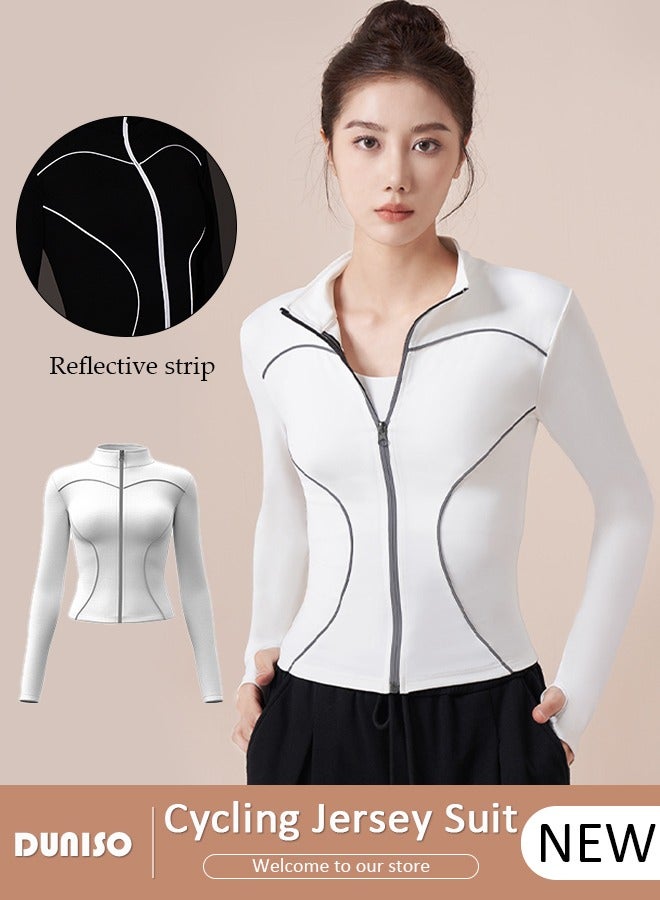 DUNISO Women's Cycling Jersey Suit Long Sleeve Mountain Bike Road Bicycle Shirt Pants Breathable Biking Outfit Quick Dry Bib for Outdoor Sports - Image 1