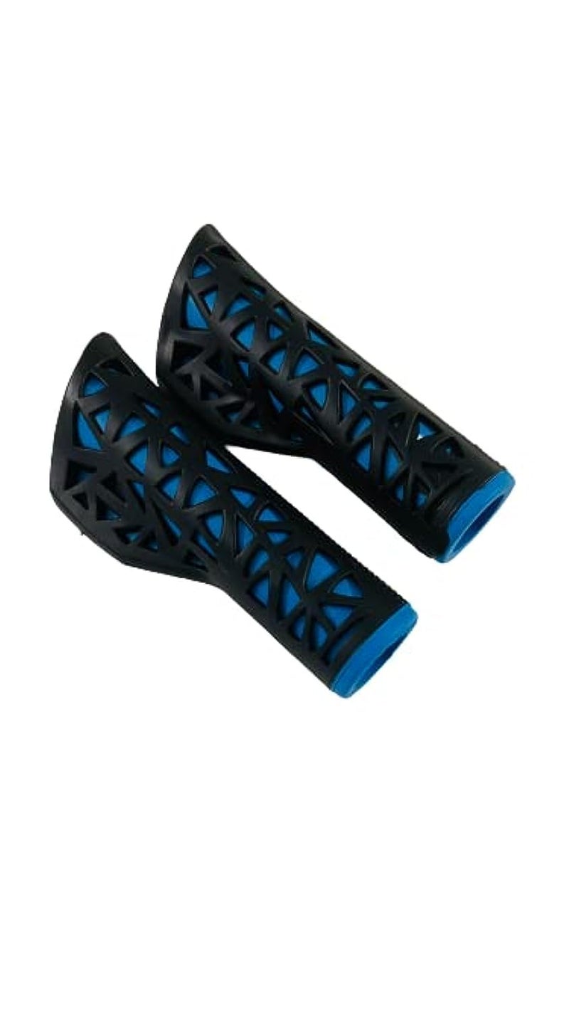 Shrenik Cycle Handle Grip 12.5cm Length Dual Soft Rubber Non Toxic Anti-Slip MTB/City Bicycle Bike (Black-Blue) - Image 3