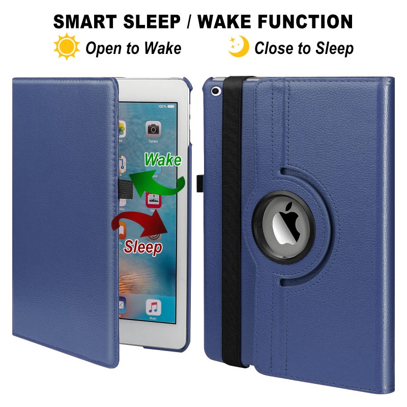 Boxdljh Apple 10.2 iPad Case for iPad 2021/2020/2019 - 360 Degree Rotating Cover with Sleep/Wake (Navy Blue) - Image 4