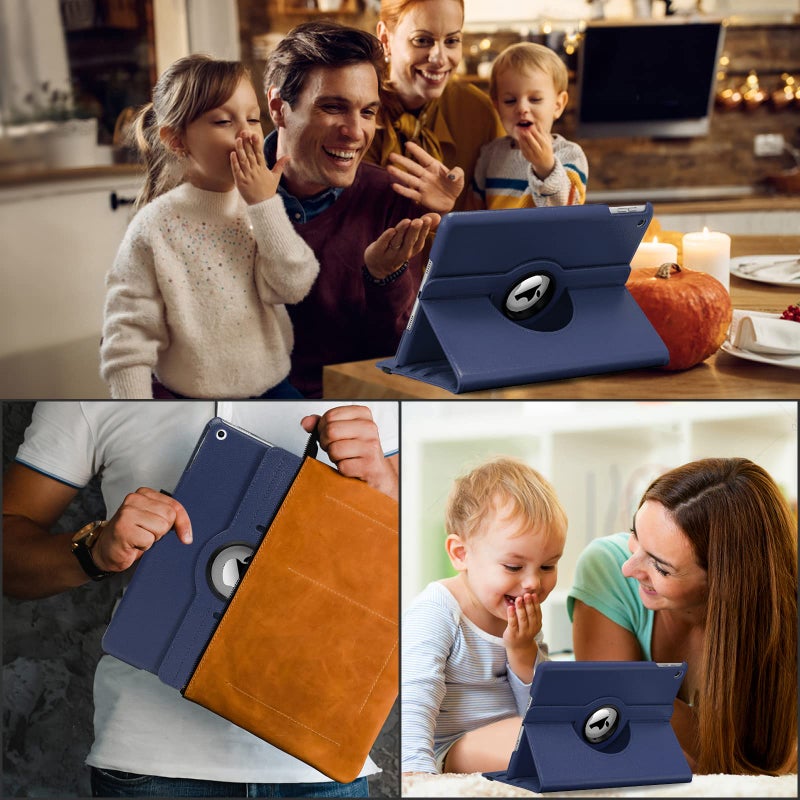 Boxdljh Apple 10.2 iPad Case for iPad 2021/2020/2019 - 360 Degree Rotating Cover with Sleep/Wake (Navy Blue) - Image 3