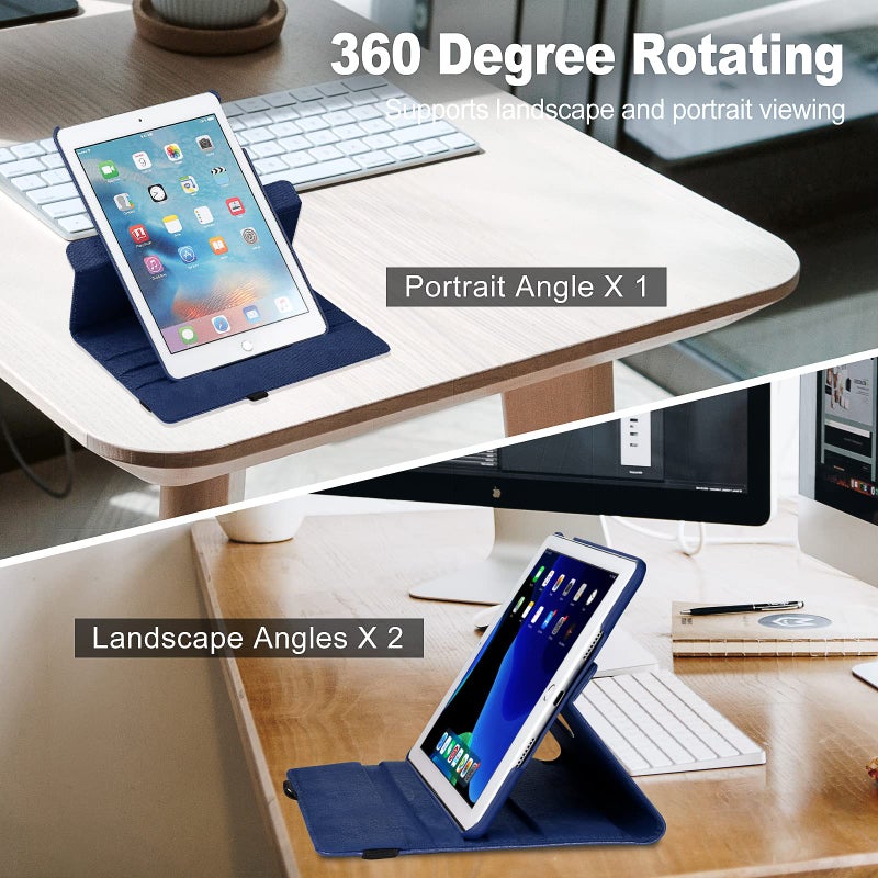 Boxdljh Apple 10.2 iPad Case for iPad 2021/2020/2019 - 360 Degree Rotating Cover with Sleep/Wake (Navy Blue) - Image 2