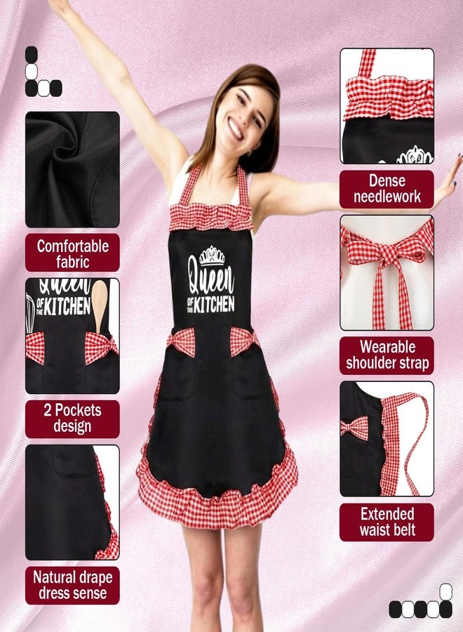 Cotwinter King & Queen Aprons for Couple Gift Cute Apron Anniversary Bridal Shower Wedding Engagement for Christmas Couple Kitchen Gift Unique Valentine's Day Ideas(Black and Red) - Image 5