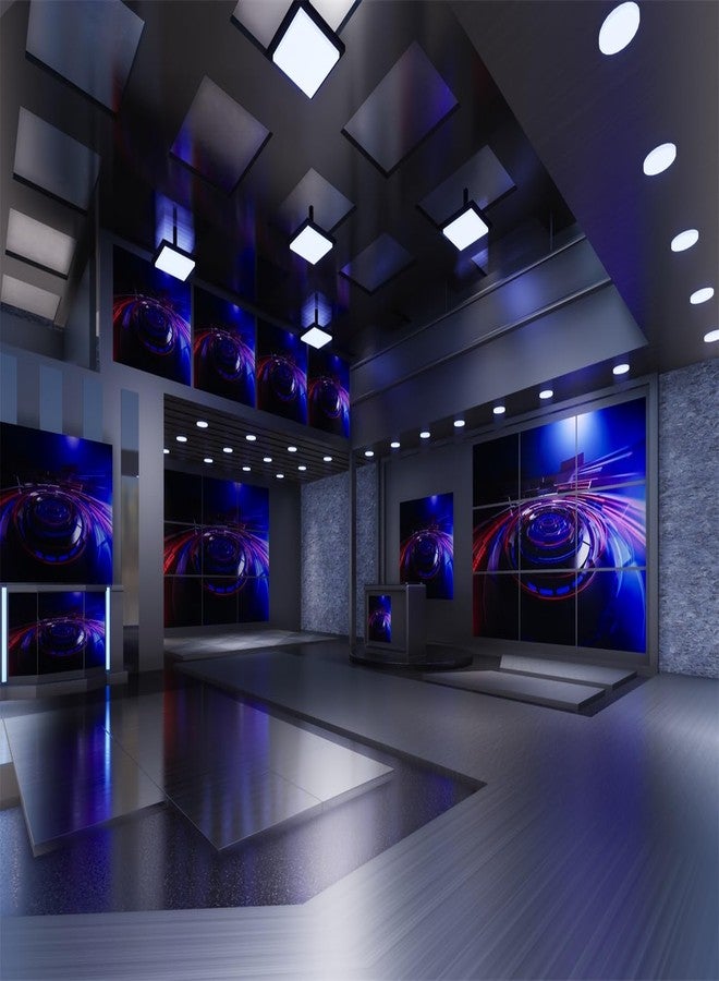 BELECO 7x5ft Fabric News Studio Backdrop Virtual Media Newsroom TV Shows Anchor Background Broadcast Video YouTube Photoshoot Studio Booth Props - Image 5