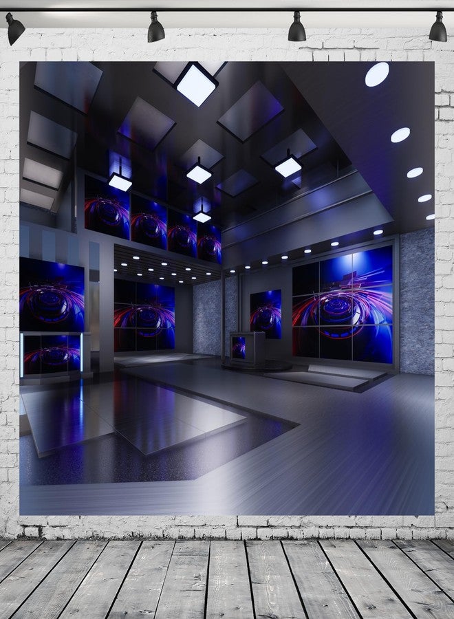 BELECO 7x5ft Fabric News Studio Backdrop Virtual Media Newsroom TV Shows Anchor Background Broadcast Video YouTube Photoshoot Studio Booth Props - Image 2