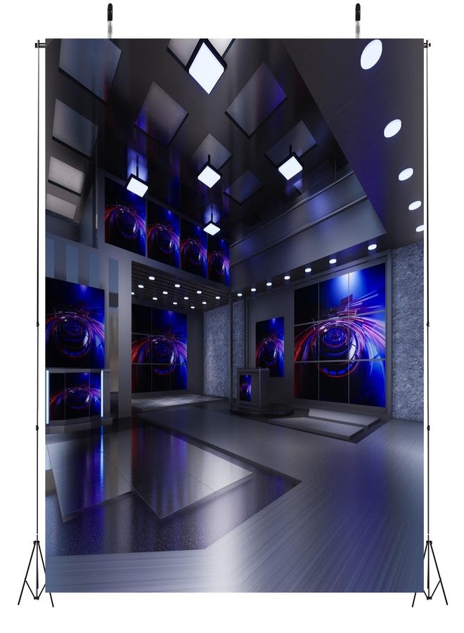 BELECO 7x5ft Fabric News Studio Backdrop Virtual Media Newsroom TV Shows Anchor Background Broadcast Video YouTube Photoshoot Studio Booth Props - Image 4