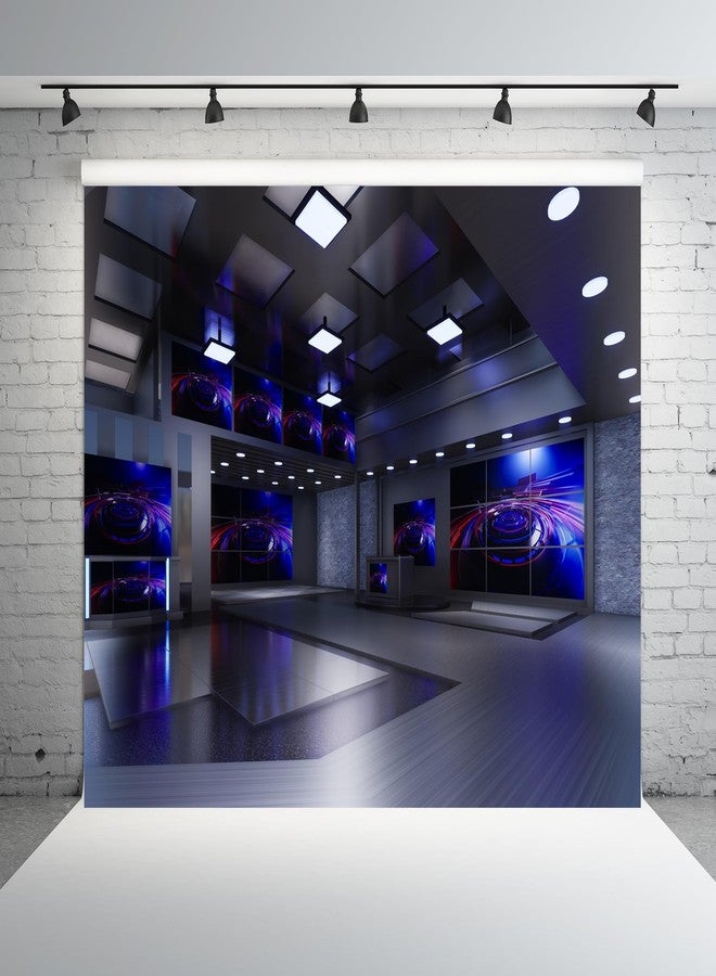 BELECO 7x5ft Fabric News Studio Backdrop Virtual Media Newsroom TV Shows Anchor Background Broadcast Video YouTube Photoshoot Studio Booth Props - Image 3