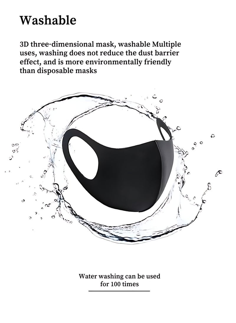 Sunspire Black 3D Cotton Ice Silk Masks (3-Pack ), Washable, Breathable, Dustproof UV Resistant - Image 3