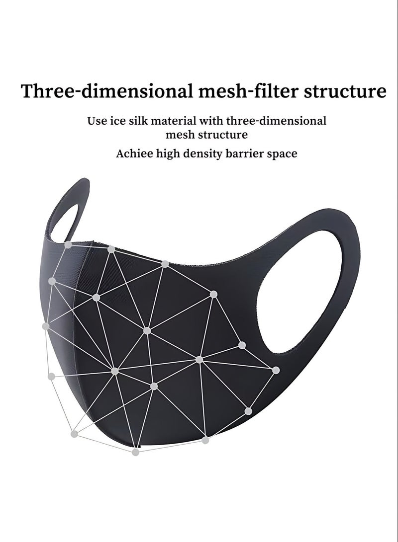 Sunspire Black 3D Cotton Ice Silk Masks (3-Pack ), Washable, Breathable, Dustproof UV Resistant - Image 4