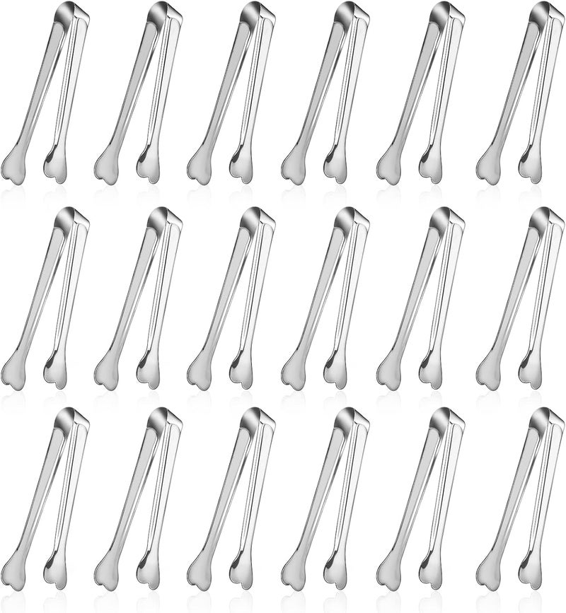 Dmoera 18 Pack Premium Small Serving Tongs, Mini Stainless Steel Appetizer Tongs 4.33Inch Silver - Image 1