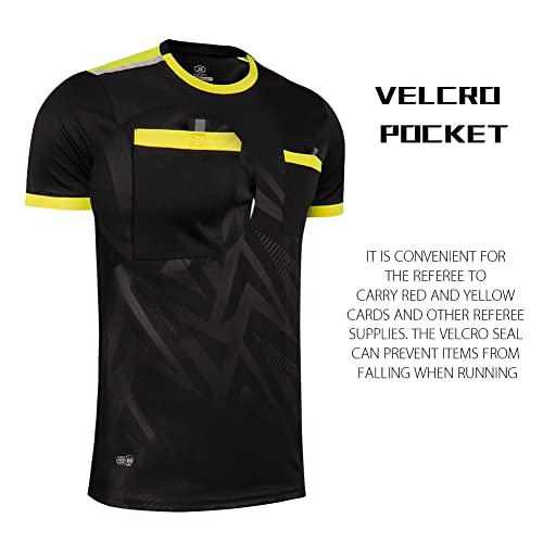 Shinestone Referee Jersey Bundle, Men's Soccer Referee Uniform Short Sleeve Pro Referee Soccer Jersey Perfect for Basketball Football Sports - Includes Referee Jersey and Shorts(Black,XXL) - Image 4