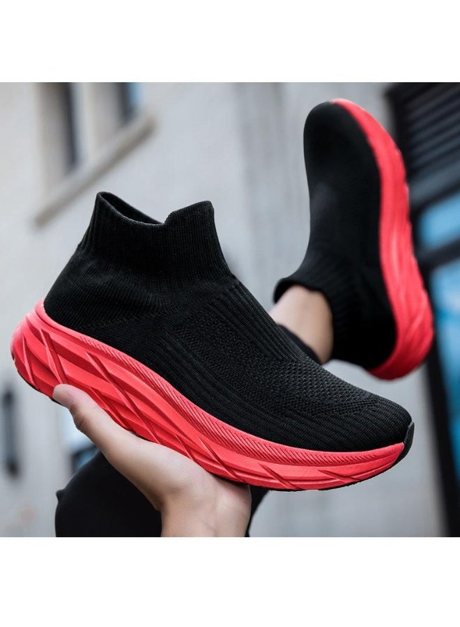 NIBEMINENT Men Walking Shoes Black Platform Shoes Comfortable Man Sock Sneakers Mesh Workout Casual Sport Running Shoes  - Image 2