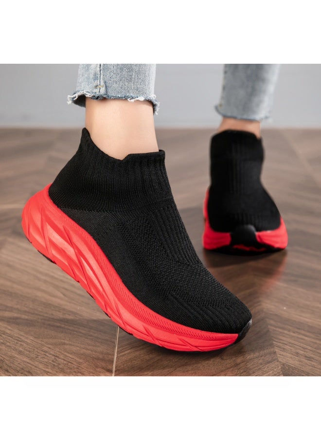 NIBEMINENT Men Walking Shoes Black Platform Shoes Comfortable Man Sock Sneakers Mesh Workout Casual Sport Running Shoes  - Image 5