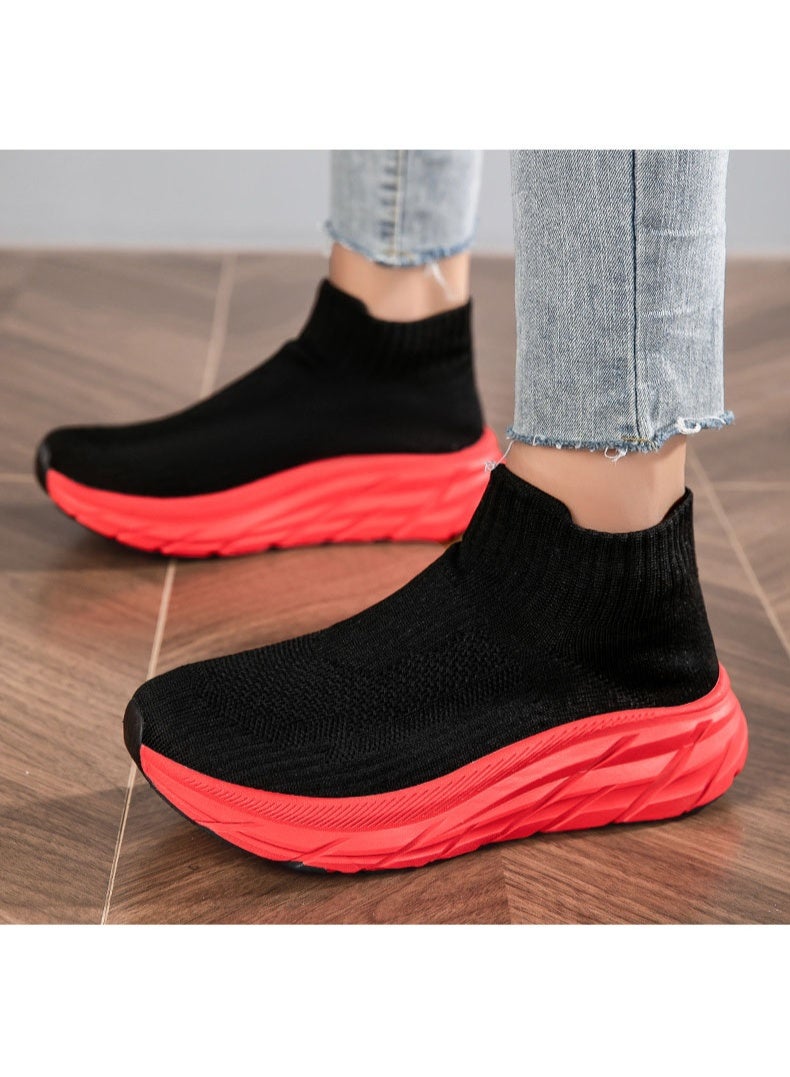 NIBEMINENT Men Walking Shoes Black Platform Shoes Comfortable Man Sock Sneakers Mesh Workout Casual Sport Running Shoes  - Image 4