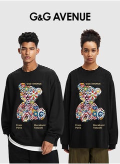 G&G AVENUE Men Spring and Autumn Long sleeved Top Loose and Fashionable Sportswear Bear Printed Round Neck Long sleeved Bottom Shirt  - Image 1