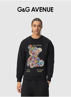 G&G AVENUE Men Spring and Autumn Long sleeved Top Loose and Fashionable Sportswear Bear Printed Round Neck Long sleeved Bottom Shirt  - Image 2
