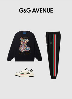 G&G AVENUE Men Spring and Autumn Long sleeved Top Loose and Fashionable Sportswear Bear Printed Round Neck Long sleeved Bottom Shirt  - Image 4