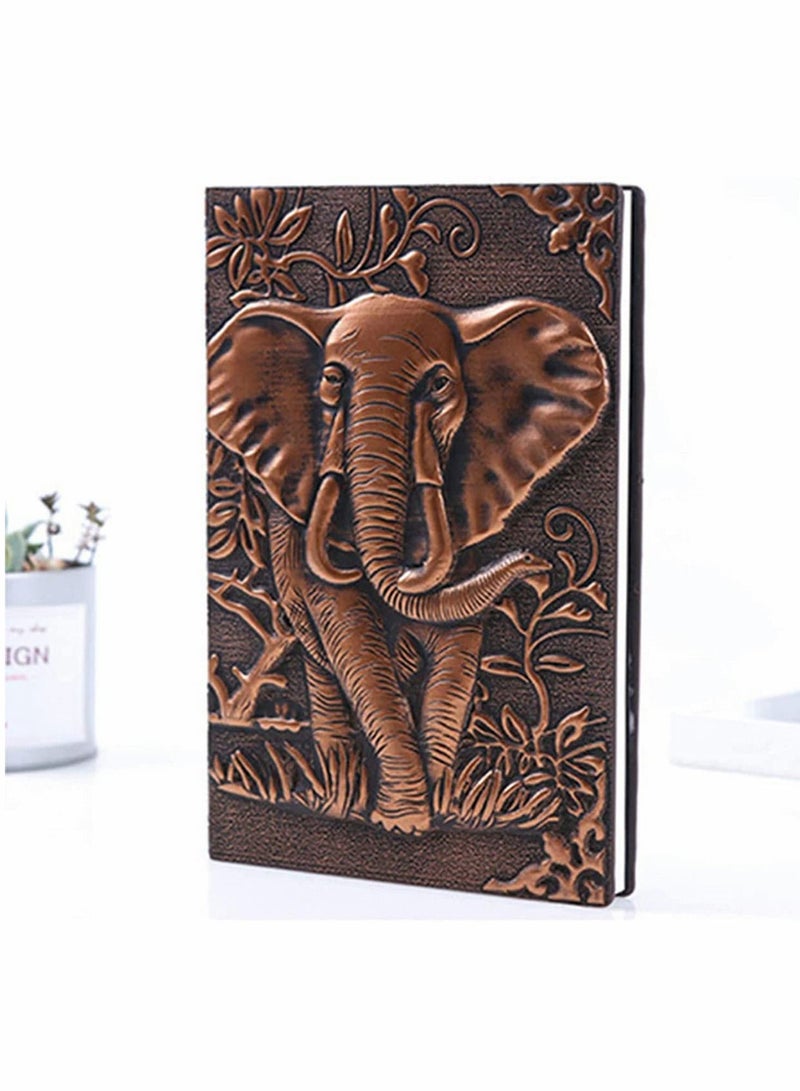 Excefore Leather Notebook A5 Travel Journal Hardcover Diary Embossed Notepad Valentines Birthday Elephant Copper Ruled Diary Notebook Journal - Image 5