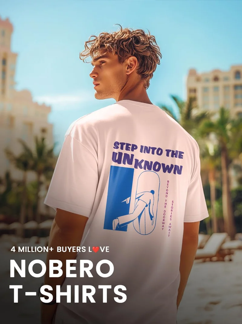 NOBERO  Men's Oversized Cotton Graphic T-Shirt for Men | Best Price UAE