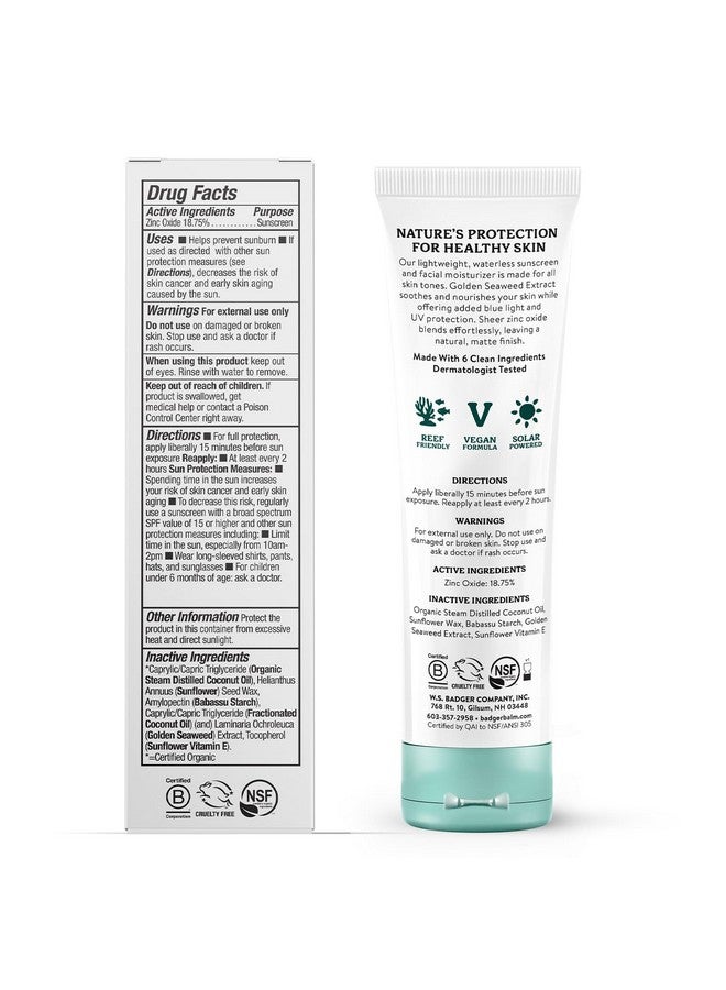 Badger Mineral Face Sunscreen With Zinc Oxide, Sunblock Face Lotion Moisturizer With Spf 30, Vegan, Unscented, Lightweight Mineral Sunscreen For Face, 1.7 Fl Oz - Image 2