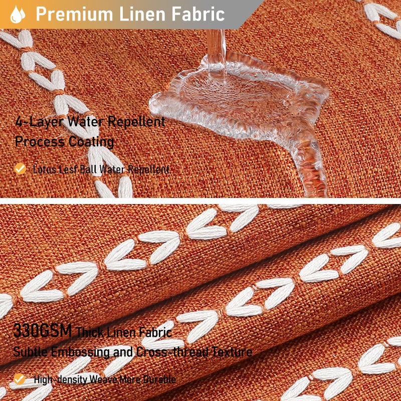 BTTN Boho Farmhouse Shower Curtain, Linen Rustic Weighted Striped Fabric Shower Curtain Set with Tassel, Water Repellent, Bohemian Vintage Country Shower Curtains for Bathroom, Burnt Orange, 72x72 - Image 4