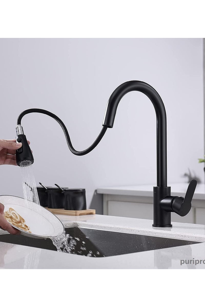 XiuWoo Kitchen Faucets with Pull down Sprayer Single Handle Kitchen Faucet 360° Stainless Kitchen Sprayer with 2 Spraying Modes  - Image 4