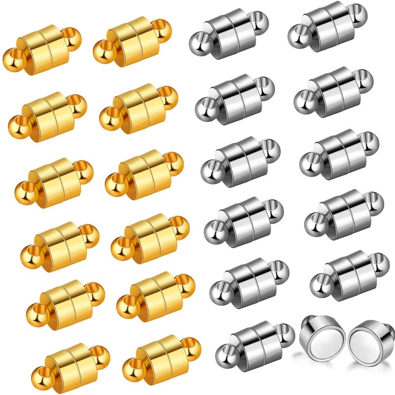 Sureio 24 Pairs Magnetic Necklace Bracelet Clasps Magnet Converter Jewelry Extenders Locking Clasps for Bracelet Necklace Making(Gold, Silver) - Image 1