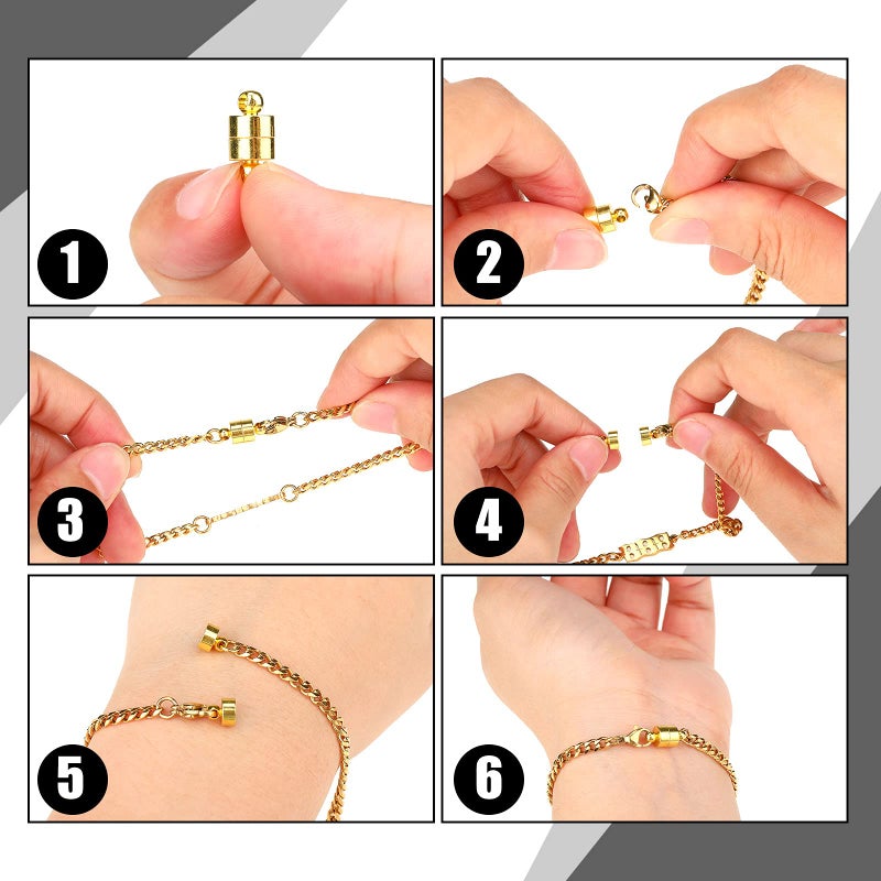 Sureio 24 Pairs Magnetic Necklace Bracelet Clasps Magnet Converter Jewelry Extenders Locking Clasps for Bracelet Necklace Making(Gold, Silver) - Image 4