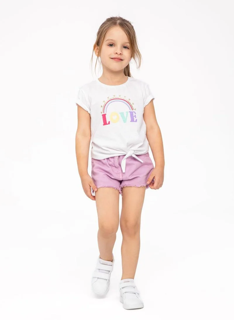 MINOTI Kids Girls Tie Front T-Shirt