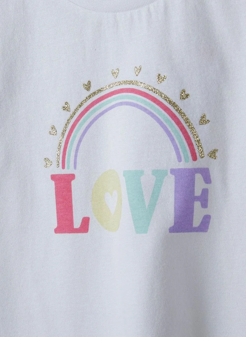 MINOTI Girls Short Sleeve T-Shirt with Glitter Detail