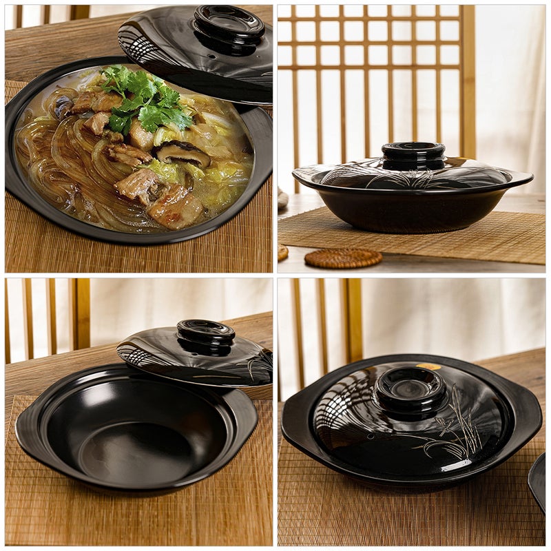 Casserole Clay Pot Vintage Pottery Stew Pot with Lid French Onion Soup Earthenware Bowl for Cooking Soup Meat Rice - Image 2