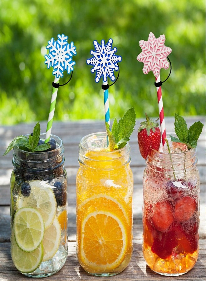 Charmark 6PCS Christmas Straw Cover for Stanley Cup, Food Grade Silicone Snowflake Topper for 30&40 Oz Tumbler, 10mm 0.4in Dust-Proof Reusable Topper - Image 5