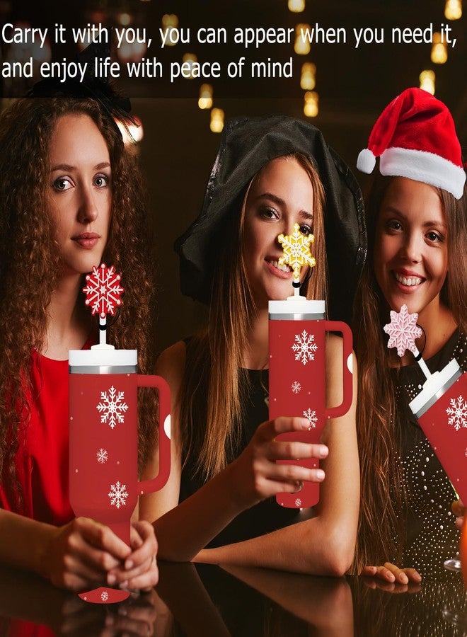 Charmark 6PCS Christmas Straw Cover for Stanley Cup, Food Grade Silicone Snowflake Topper for 30&40 Oz Tumbler, 10mm 0.4in Dust-Proof Reusable Topper - Image 4