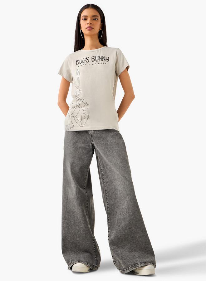 SP Characters Bugs Bunny Print T-shirt with Crew Neck - Image 2