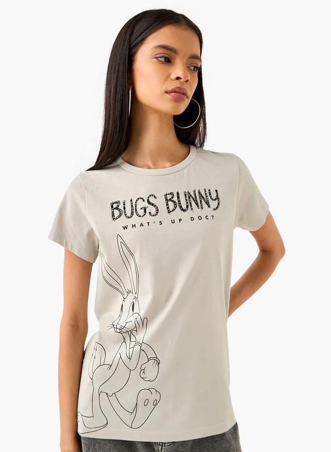 SP Characters Bugs Bunny Print T-shirt with Crew Neck
