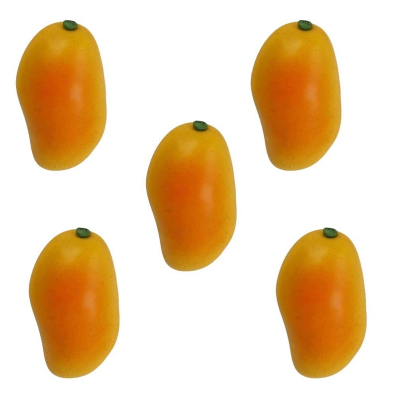 SINGAA Artificial Mango Fruits for Home Decor, Parties, Weddings, Fruit Shops, Kitchen, Dining Table, Centrepieces, Kids Learning (Pack of 5) - Image 1