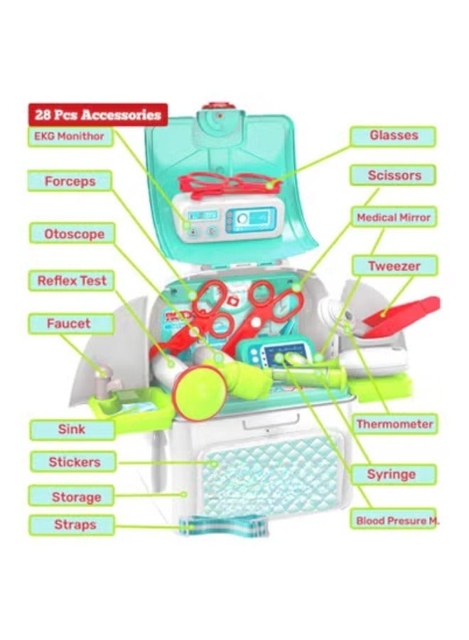 TOY GARDEN 2-in-1 Kids Doctor Kit Playset 18 Piece Medical Toys for Boys and Girls Ages 3 and Above Pretend Play Educational Doctor Tool Kit with Backpack and Suitcase for Toddlers High Quality Learning Gift - Image 5