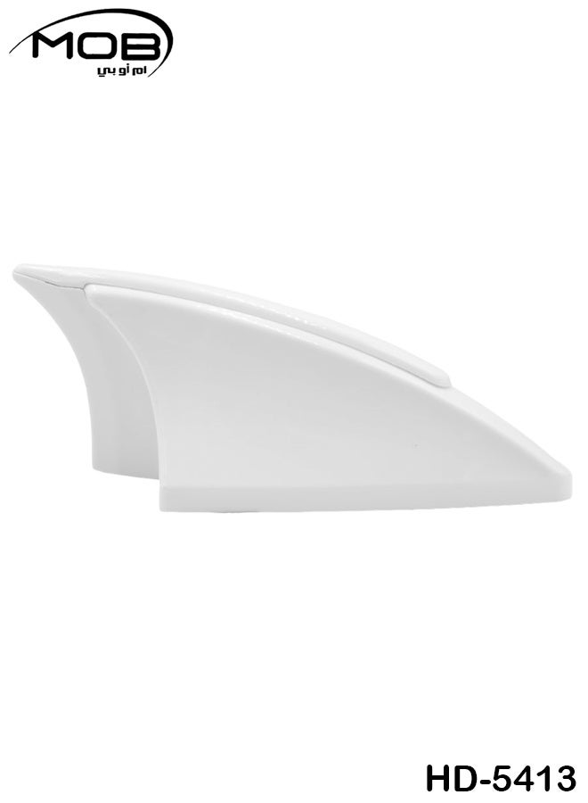 موب غطاء هوائي سقف السيارة العالمي ذو زعانف القرش باللون الأبيض النقي (MOB HD-5413) - ملحق هوائي أرضي لتقليل الكهرباء الساكنة، وتعزيز الإشارة، وتحسين المظهر الجمالي للسيارة (قاعدة 10 سم) - Image 1