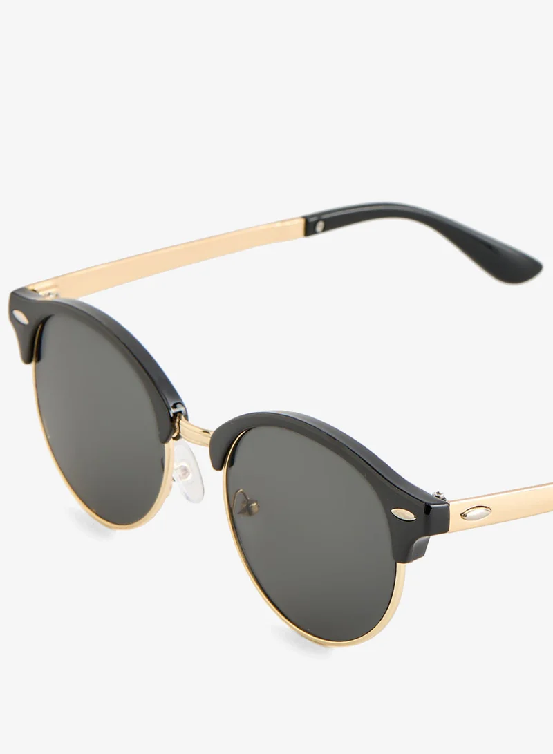 Redtag Men’s Black Aviator Sunglasses with Metal Frame