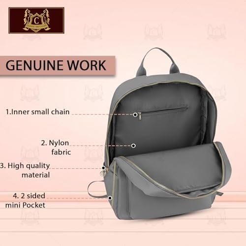 Global Impex Ethnic Style Waterproof Oxford Backpack | Ladies Fashion Travel Canvas Bag | Large Capacity Nylon Collage Bagpack | Girls Printed Laptop Backpack (Stone Grey) - Image 5