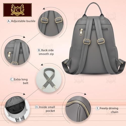 Global Impex Ethnic Style Waterproof Oxford Backpack | Ladies Fashion Travel Canvas Bag | Large Capacity Nylon Collage Bagpack | Girls Printed Laptop Backpack (Stone Grey) - Image 3