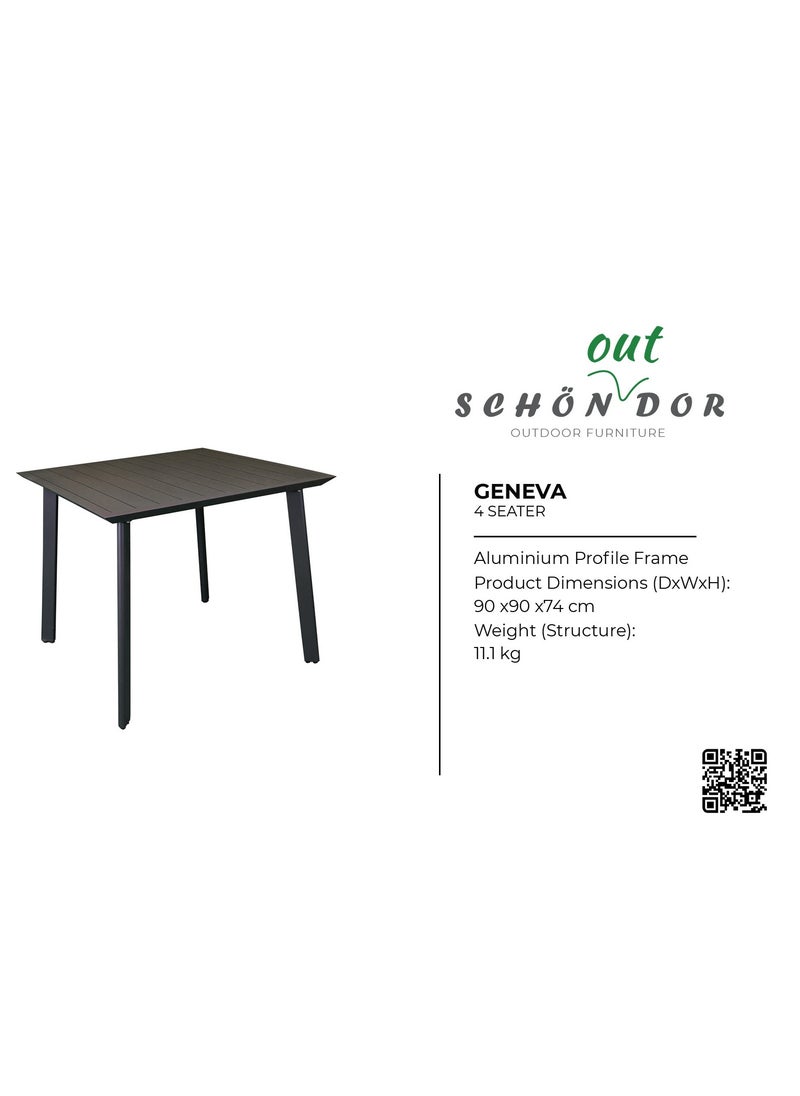 Schondor Furniture Geneva | 4 Seater | Outdoor Dining Table | Made in Aluminum Cast | Perfect for Any Outdoor Area | Balcony | Patio | Garden | Restaurants  - Image 2