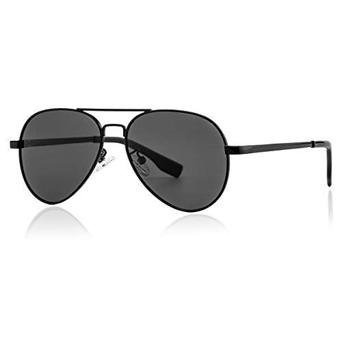 Gleyemor Polarized Aviator Sunglasses for Small Face Women and Men, 52MM Small Aviators 100% UV Protection (Black/Grey) - Image 1