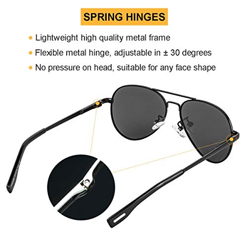 Gleyemor Polarized Aviator Sunglasses for Small Face Women and Men, 52MM Small Aviators 100% UV Protection (Black/Grey) - Image 5