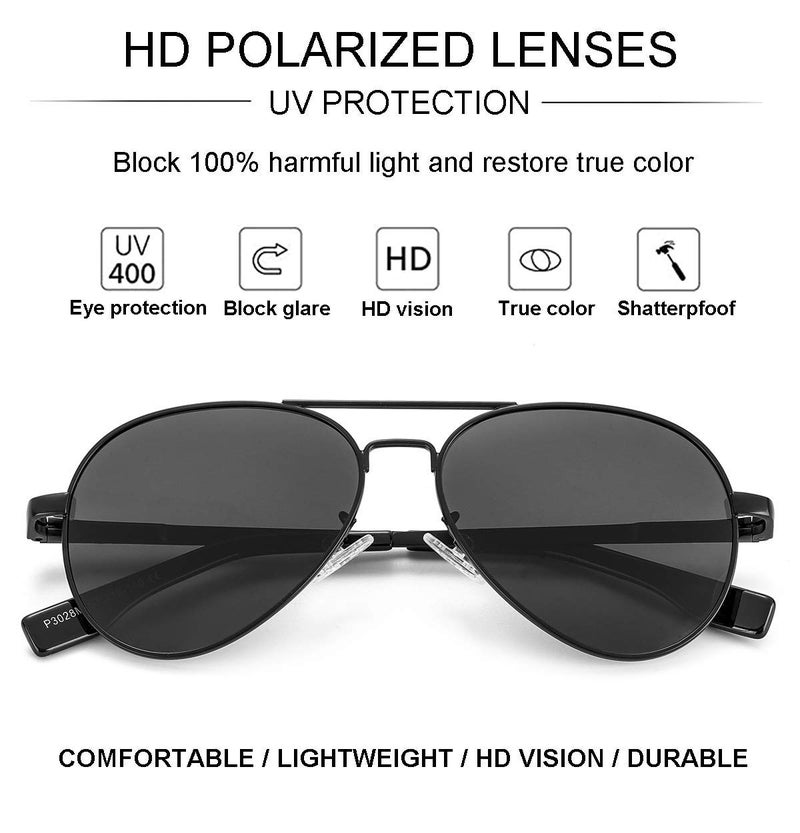 Gleyemor Polarized Aviator Sunglasses for Small Face Women and Men, 52MM Small Aviators 100% UV Protection (Black/Grey) - Image 4