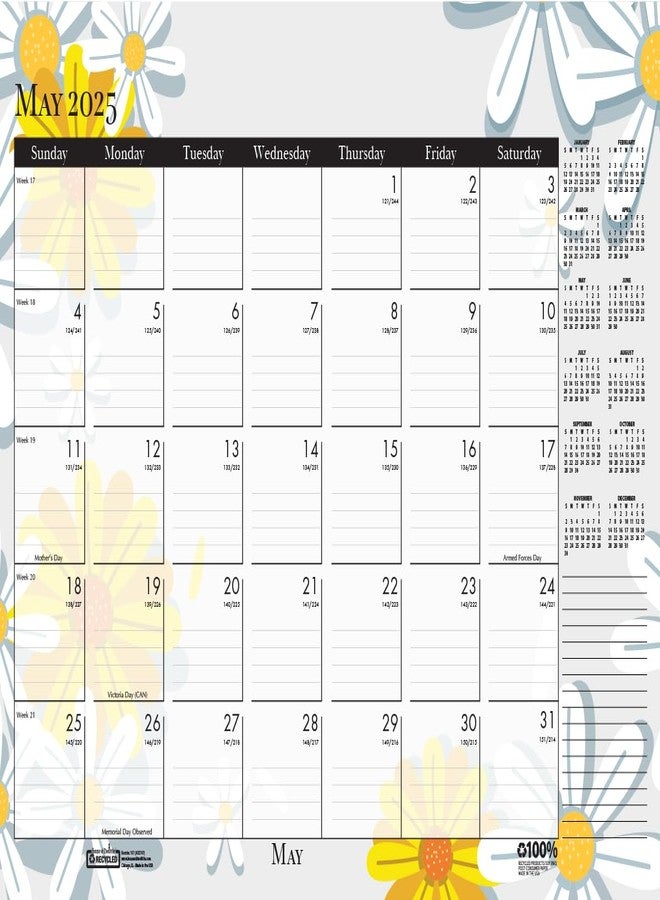 House of Doolittle 2025 Monthly Desk Pad Calendar, Wildflower, 22 x 17 Inches, January - December (HOD197-25) - Image 5