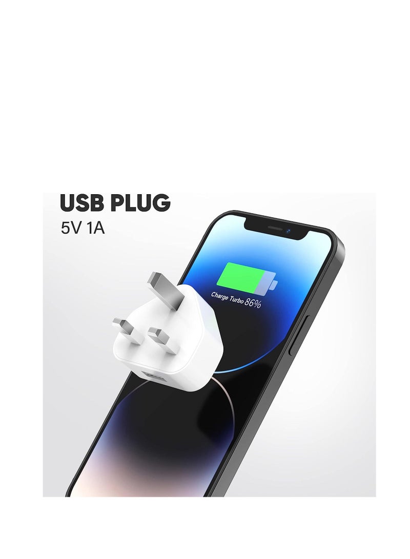 NTECH iPhone USB Plug (3 Pack) Mains Charger Adapter UK 5V/1A Wall Charging Power Adaptor For iPhone 14/13/12/11 Pro/Max XS/X/XR/8/7/6/6S Plus/5/5S/5C/SE/2020 & iPad Pro/Air 2) - White - Image 4