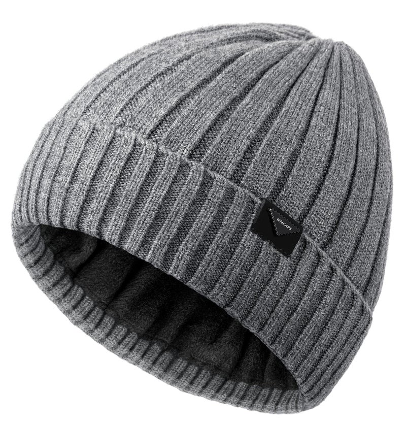Wmcaps Winter Beanie Knitted Hats for Men Women, Fleece Lined Beanie Warm Stocking Cap Soft Warm Ski Hats Unisex (Grey) - Image 1