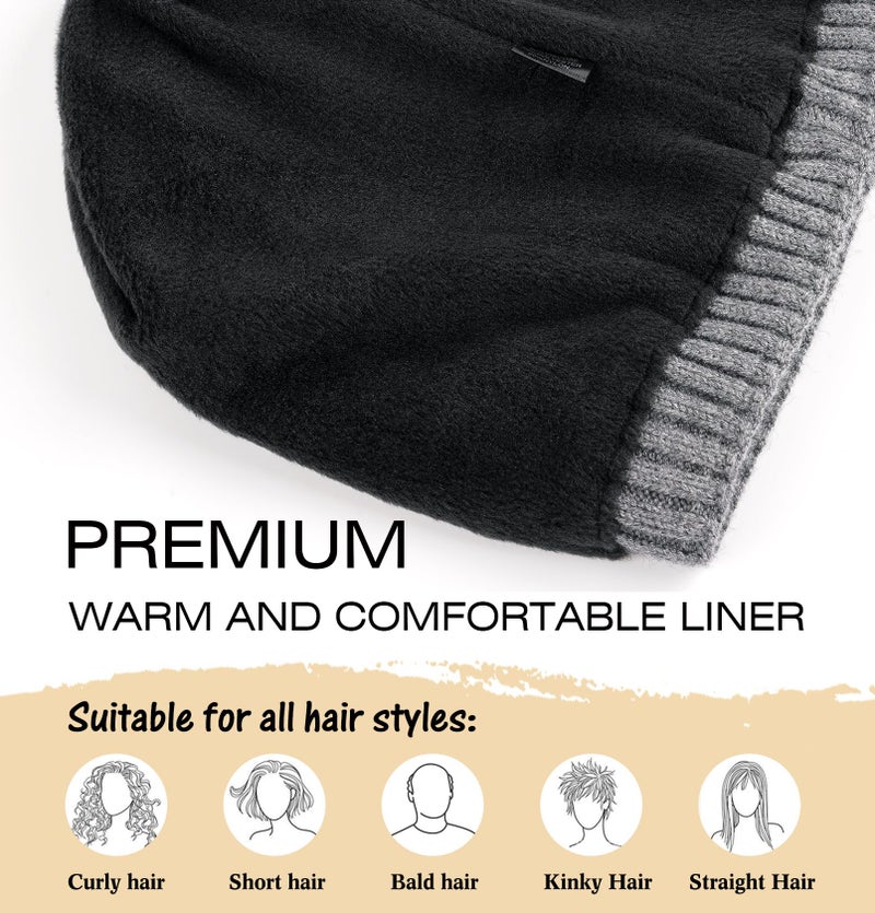 Wmcaps Winter Beanie Knitted Hats for Men Women, Fleece Lined Beanie Warm Stocking Cap Soft Warm Ski Hats Unisex (Grey) - Image 2