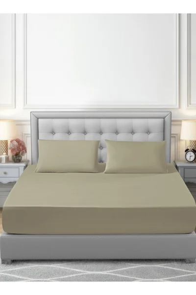 دوناتيلا Bedding Fitted Sheet - Fits 200x200 Cm For King Bed - 3 Pcs (1 Fitted Sheet and 2 Pillowcases) - 35 Cm Deep Pocket - Solid Bed Sheet
